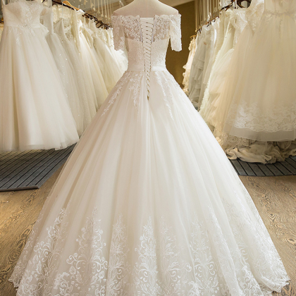 A-line Lace Wedding Dress, Tulle Wedding Dresses,..