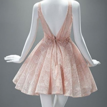 Pink Wedding Dress Pink Lace Prom Dress Boho Prom Dress Backless Sexy Prom Dress MA061 main image 1