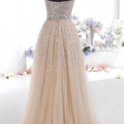 Champagne prom dresses, sweetheart neckline prom dress  C127