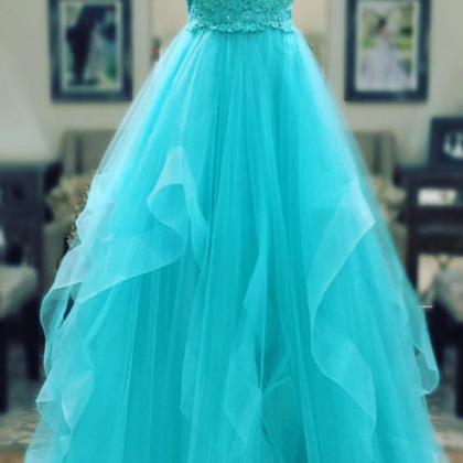 Prom Dresses,lace Covered Tulle Ball Gowns Prom..
