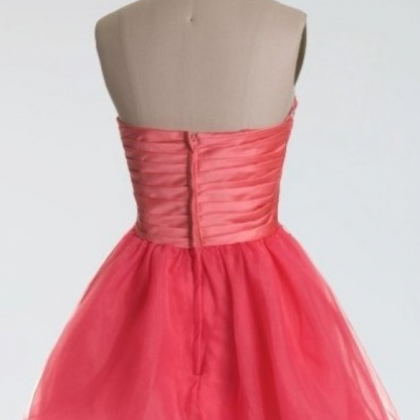 A Lines Coral Homecoming Dresses Hollow Sleeveless..