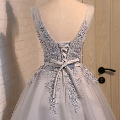 Short Prom Dress, Grey/silver Prom Dress, Junior..