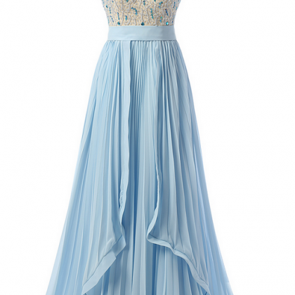 Sky Blue Prom Dresses,beaded Prom Dress,formal..