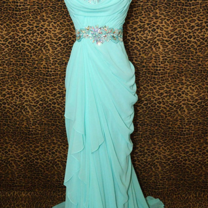 Custom Made Long Strapless Chiffon Prom Dress,..