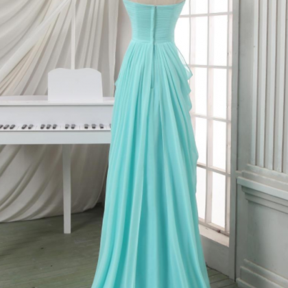 Prom Dresses Long,blue Pleated Chiffon Dresses For..
