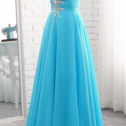Blue Chiffon Long Prom Dress Party Gown cc2177 main image 0