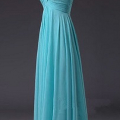 Charming Prom Dresses,blue Chiffon Prom Dress,long..