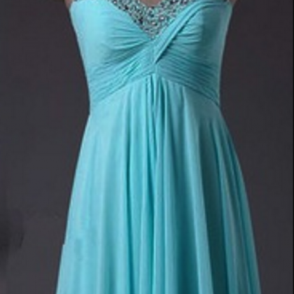 Charming Prom Dresses,blue Chiffon Prom Dress,long..
