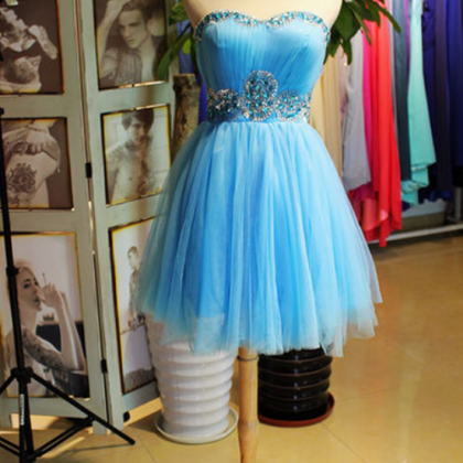 Elegant A Line Tulle Ruched Short Homecoming Dress..