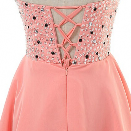 Charming A-line Homecoming Dress, Mini Lace-up..