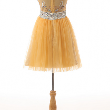 Short Yellow Tulle Prom Party Dresses,a Line..