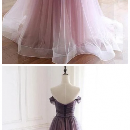A line Tulle Long Unique design Sleeves Retract Your Waist  Prom Dresses