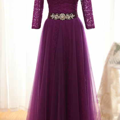 Appliques Sexy Prom Dress,long Sleeve Prom..