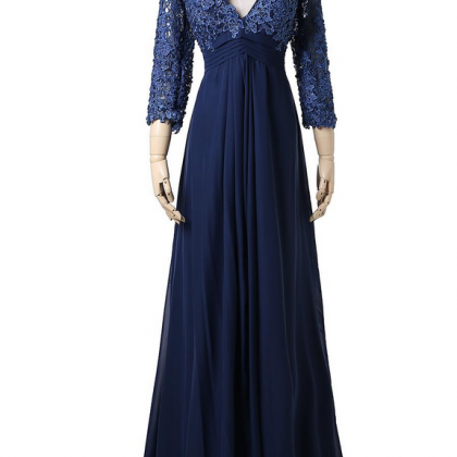 Selling Empire Navy Evening Dresses 3/4 Sleeve..