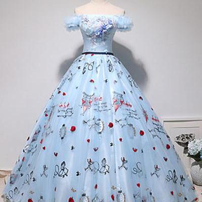 Light Blue Floral Tulle Lace Long Embroidery..