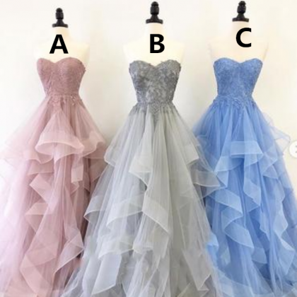 Sweetheart Neck Multi-color Tulle Layered Long..