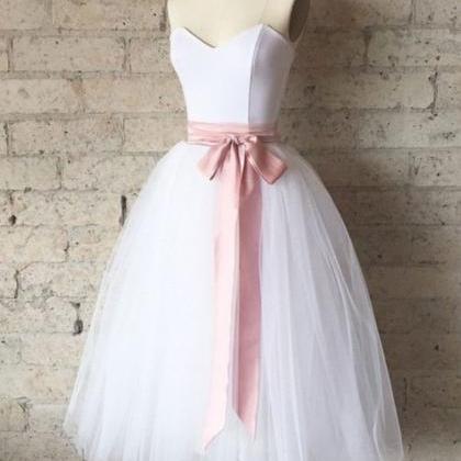 Sweetheart White Tulle Short Homecoming Dress,..