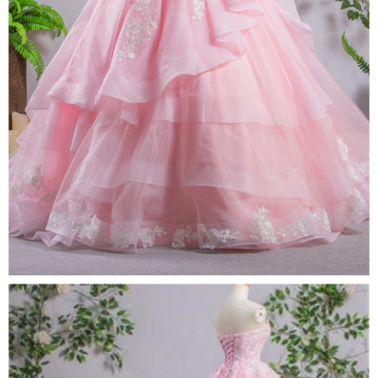Sweetheart Pink A-line Lace Evening Prom Dresses,..