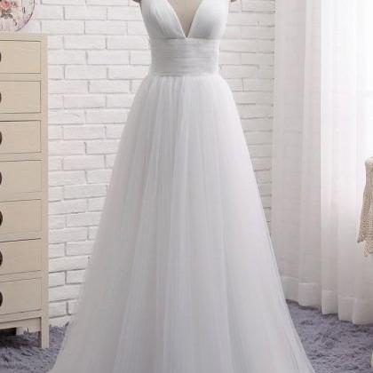 White Tulle Evening Dresses, White Wedding Dress,..