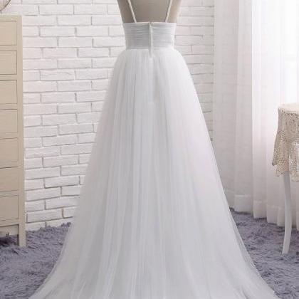White Tulle Evening Dresses, White Wedding Dress,..