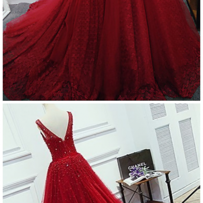 A-line Beading Prom Dress,long Prom..