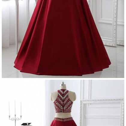 Burgundy Two Pieces Prom Dress,homecoming Dress..