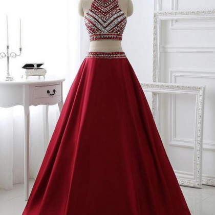 Burgundy Two Pieces Prom Dress,homecoming Dress..