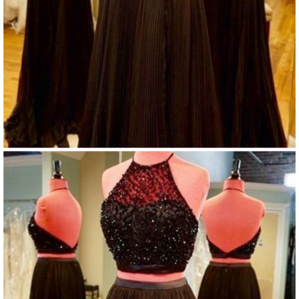 Black Prom Dresses,sexy Prom Dress,2 Pieces Prom..