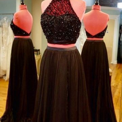 Black Prom Dresses,sexy Prom Dress,2 Pieces Prom..