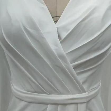 Chiffon Long Sleeves Open Back Wedding Dress. Lois..