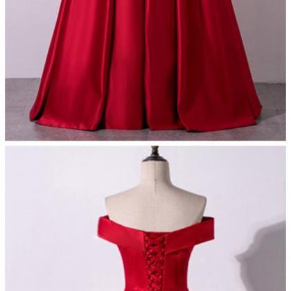 Adore Outfit Simple Red Satin Off The Shoulder..