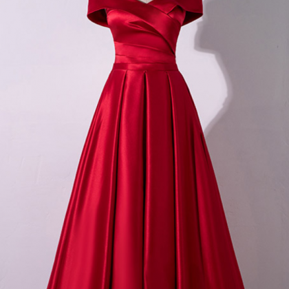 Adore Outfit Simple Red Satin Off The Shoulder..