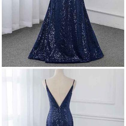 Adore Outfit Navy Blue Long Prom Dresses Sequins..