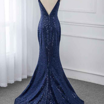 Adore Outfit Navy Blue Long Prom Dresses Sequins..