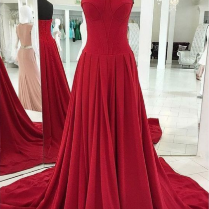 Simple Red Long Prom Dress, Red Long Evening Dress