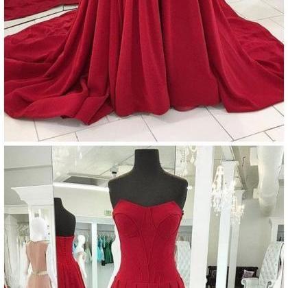 Simple Red Long Prom Dress, Red Long Evening Dress