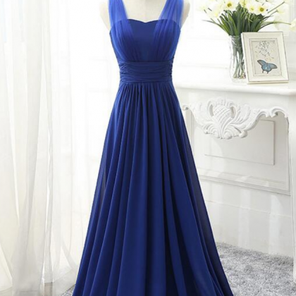 Pretty Royal Blue Long Party Dress, A-line..