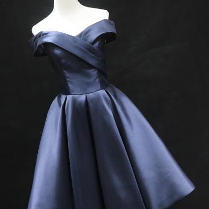 Beautiful Navy Blue Bridesmaid Dress, Short Party..