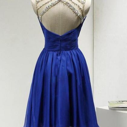 Beautiful Blue Homecoming Dress 2019, Chiffon..