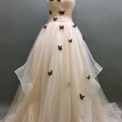 Sweetheart Ruffle Prom Dress, Beautiful Butterfly..