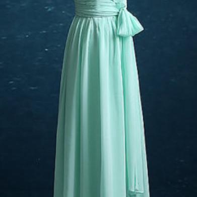 Mint Green Bridesmaid Dress, Chiffon Long Style..