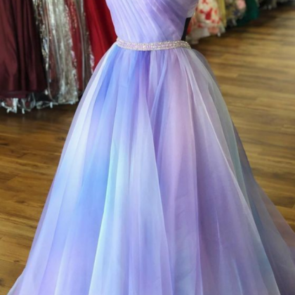 One Shoulder Ombre Long Prom Dress