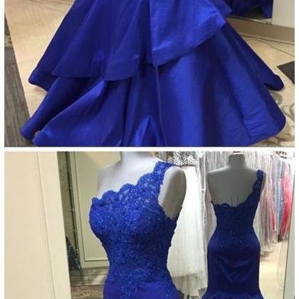 Blue Mermaid One Shoulder Lace Beading Charming..