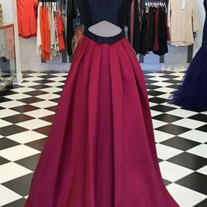 Red Chiffon A-line Long Evening Dresses,simple..