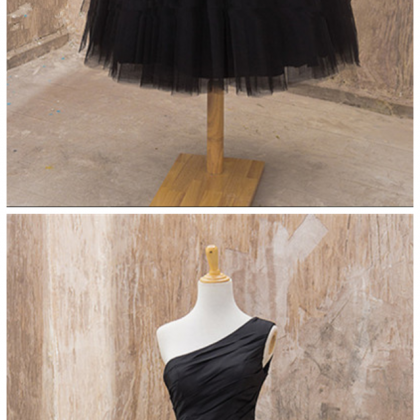 One Shoulder Homecoming Dress,simple Black Prom..