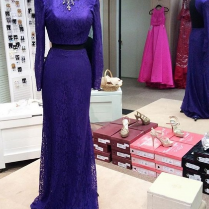 Custom Made Purple Prom Dress,two Pieces Evening..