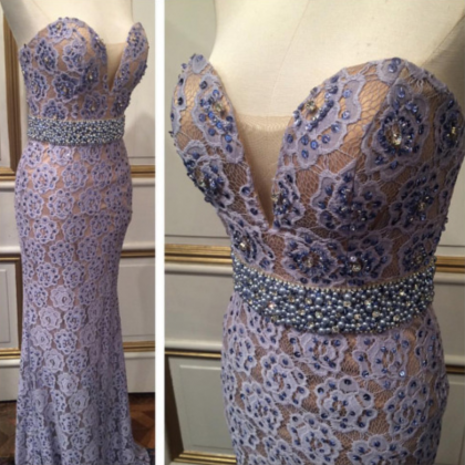 Custom Made Lavender Mermaid Prom Dress,sweetheart..