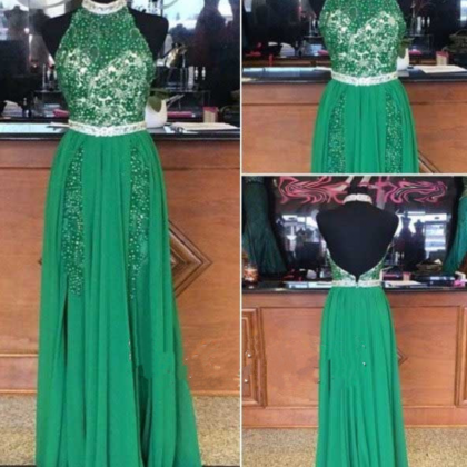Custom Made Prom Dress,halter Prom Dress,beaded..