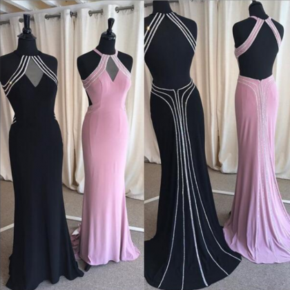 Sexy Prom Dress, Sheath Black/pink Prom Dresses,..