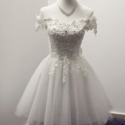 White Homecoming Dress,lace Homecoming Gown,tulle..